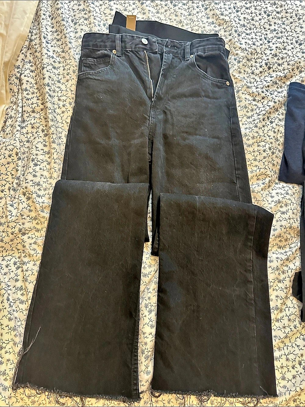 Black wide leg full length jeans